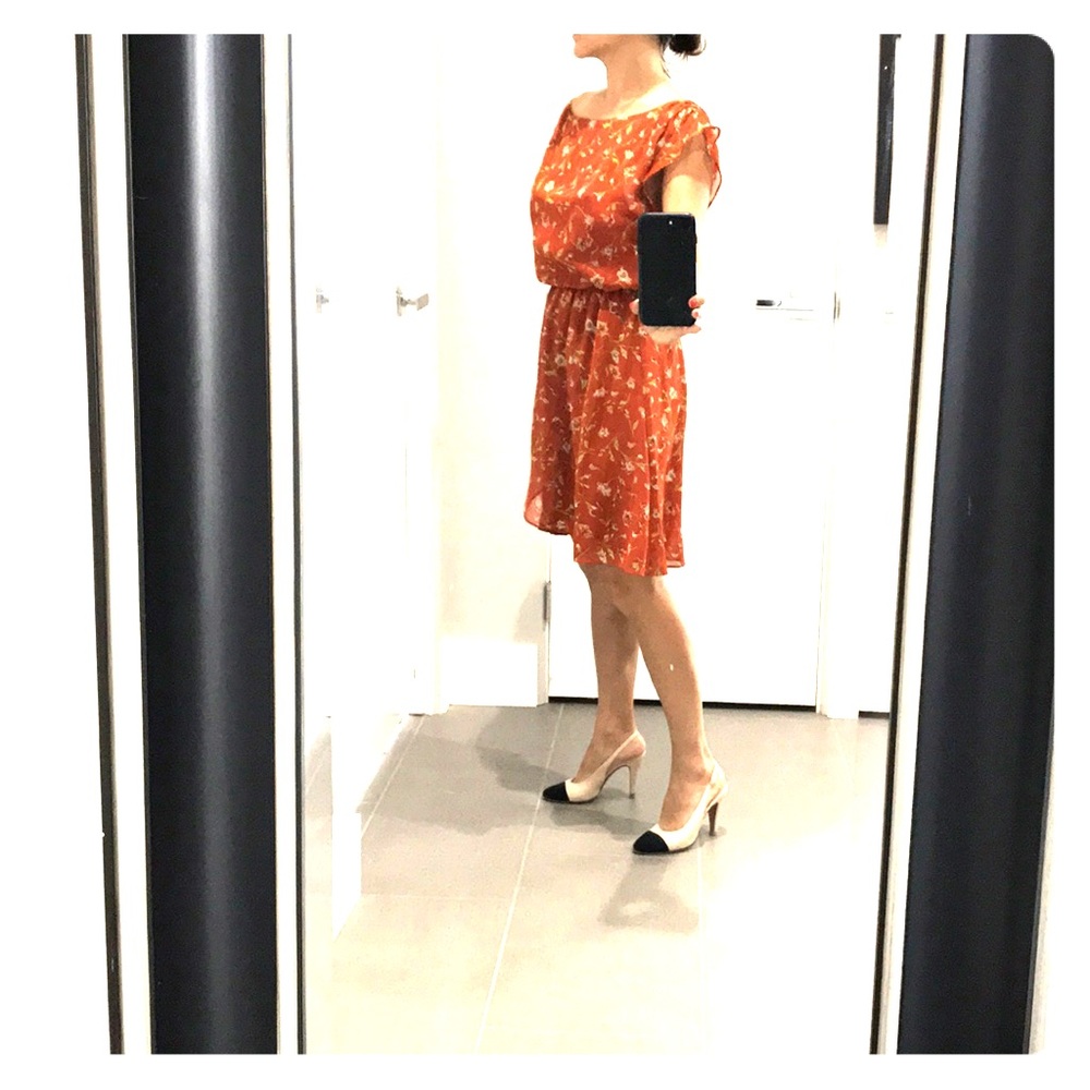 ⁉️Floral Print Burnt Orange THML Chiffon Dress